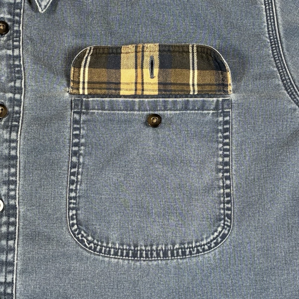 Vintage L.L. Bean Men's 2XL Denim Flannel Lined Shirt Jacket Distressed READ - Picture 9 of 16